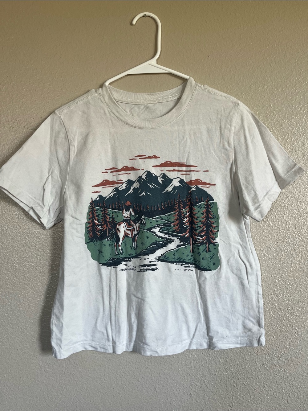 Bella Canvas White Graphic Crop Tee with cowgirl